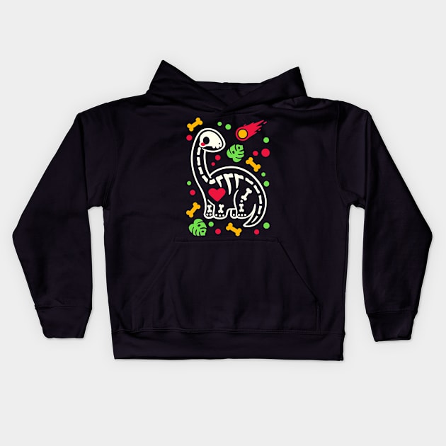 Brontosaurus skeleton Kids Hoodie by NemiMakeit